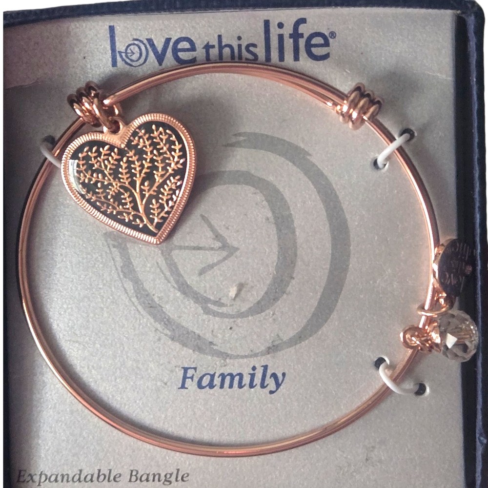 Gold and Black Heart Charm Adjustable Bracelet